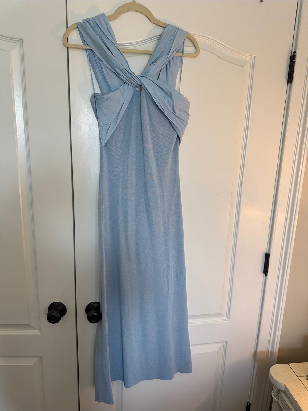 Sky Blue Maxi Dress with Knotted Front Detail